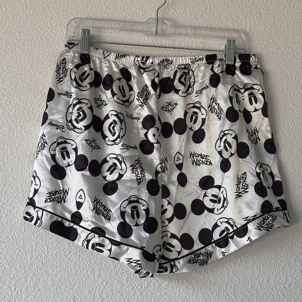 Mickey Mouse Pajama Set Women's Size XL Black/White Shorts andTop Sleepwear - Picture 5 of 11